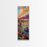 Boats Sunset, Romance Adventure, Canvas Print vibrant sailboats at sunset painting, romantic couple art, nautical wall decor, boho accent