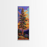 Tree, Mountain, Sunset, Forest, Canvas Print, magical forest tree painting, vibrant mountain sunset wall art, whimsical boho nature decor