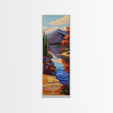 Scenic, Autumn, River, Tranquility, Framed Canvas Print with colorful fall reflections, rustic country wall art, cabin art,  office decor