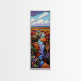 Wildflower, Marsh, Coastal, Path, Framed Canvas Print with golden autumn grasses, colorful marshland, farmhouse entryway wall decor
