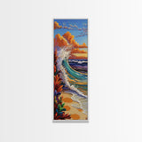 Sunset, Ocean, Wave, Surf, Canvas Print, Coastal Wall Art, Tropical Beach Painting, Bathroom Decor, Boho Nautical Vibes