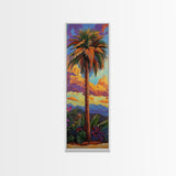 Palm, Tree, Sunset, Tropics - Canvas Print, Tropical Wall Decor, Vibrant Boho Art, Island Vibes, Living Room Accent, Palm Tree Painting