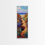 Beach Trail, Colorful Dunes, Coastal Nature Path Art, Vibrant Summer Landscape, Boho Bedroom Decor, Canvas Print