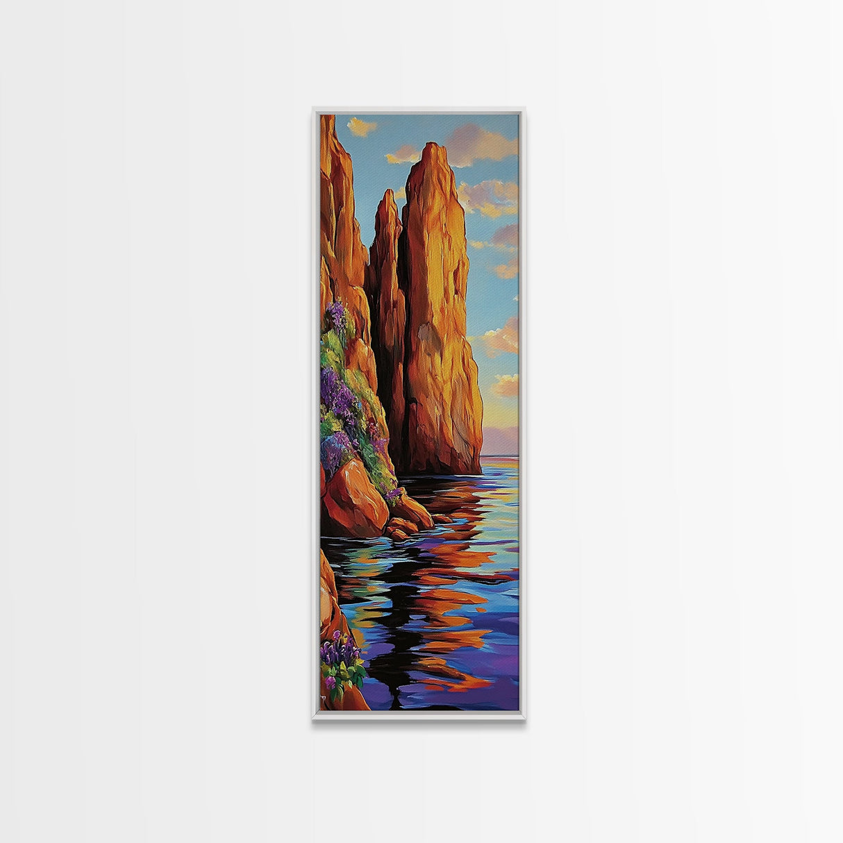 Cliffs, Ocean, Sunset, Majestic Seaside Rock Canvas Print, Bold Coastal Wall Art, Nature Lover Decor, Living Room or Office Art