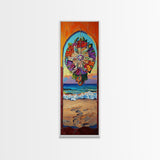 Sunset Beach, Mandala, Coastal Archway Framed Canvas Print, Boho Ocean Wall Art, Vibrant Entryway Decor, Spiritual Coastal Style