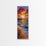 Beach Sunset, Clouds, Coastal Canvas Print vibrant tropical sunset painting, ocean waves art, colorful coastal decor, summer home wall art