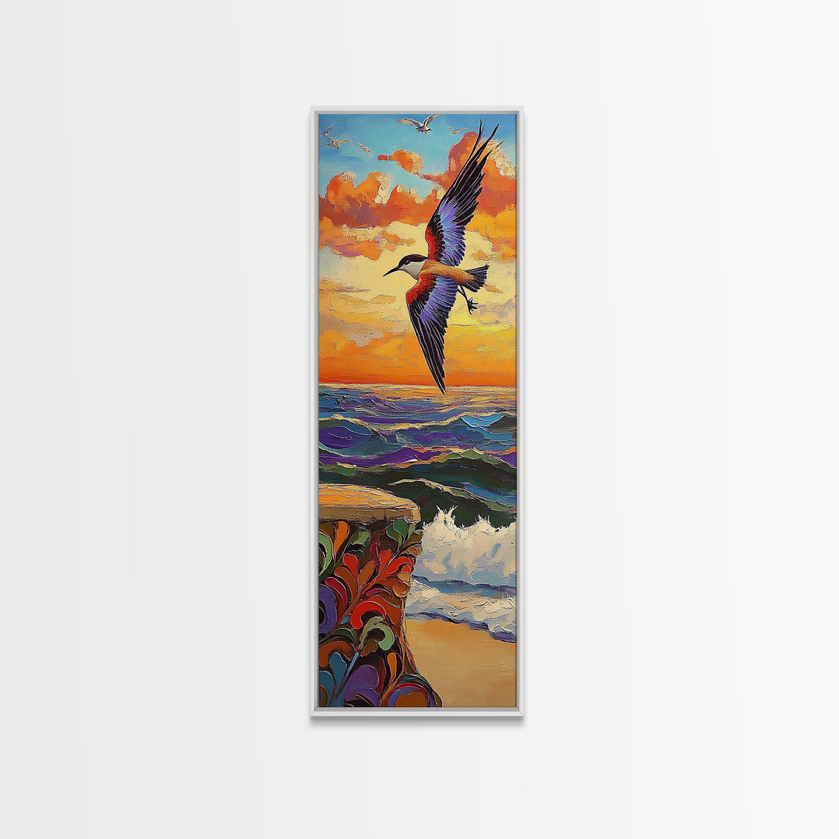 Bird Ocean, Flight, Canvas Print, Coastal Wildlife Wall Art, Nature Inspired Decor, Sunset Seascape, Beach House Accent Piece
