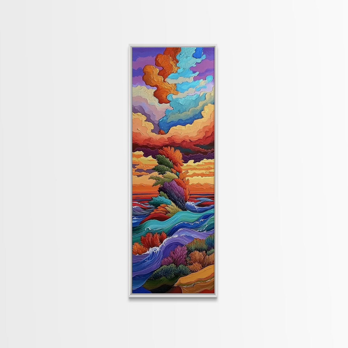 Tropical Cloud, Island, Nature - Canvas Print vibrant ocean decor, sunset wave art, island fantasy painting, bedroom wall art, boho style