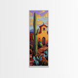 Mission Cactus, Desert Sunset – Southwestern Church Wall Art, Rustic Fall Colors, Framed Canvas Print, Living Room Boho Style