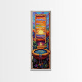 Sunset Portal, Water Fountain, Mystical Dreamscape, Framed Canvas Print, Fantasy Wall Decor, Spiritual Living Room Art, Surreal Vibe