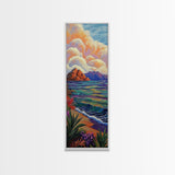Tropical Coastal, Ocean, Horizon - Framed Canvas Print, tropical beach wall art, boho island painting, living room or vacation rental décor
