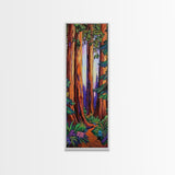 Redwood Forest, Pathway, Serenity - Framed Canvas Print, majestic tall trees art, calming woodland wall décor, rustic cabin or den decor