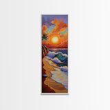 Sunset Beach, Waves, Tropical - Canvas Print, vibrant coastal sunset art, island boho decor, beach house or living room wall statement piece