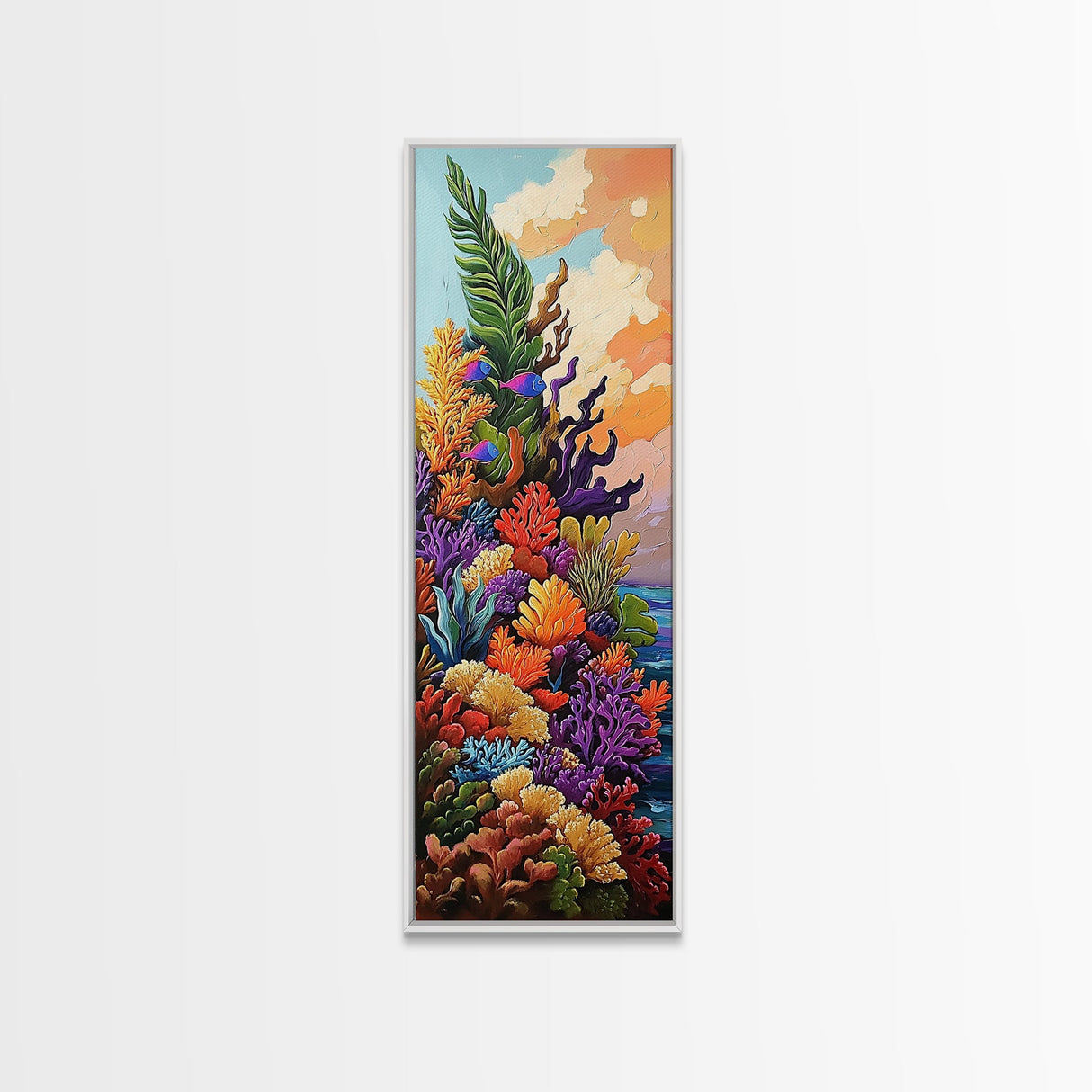 Tropical Coral Reef Fish, Canvas Print Vibrant ocean nursery decor, undersea reef painting, coastal home accent, tropical boho style artwork