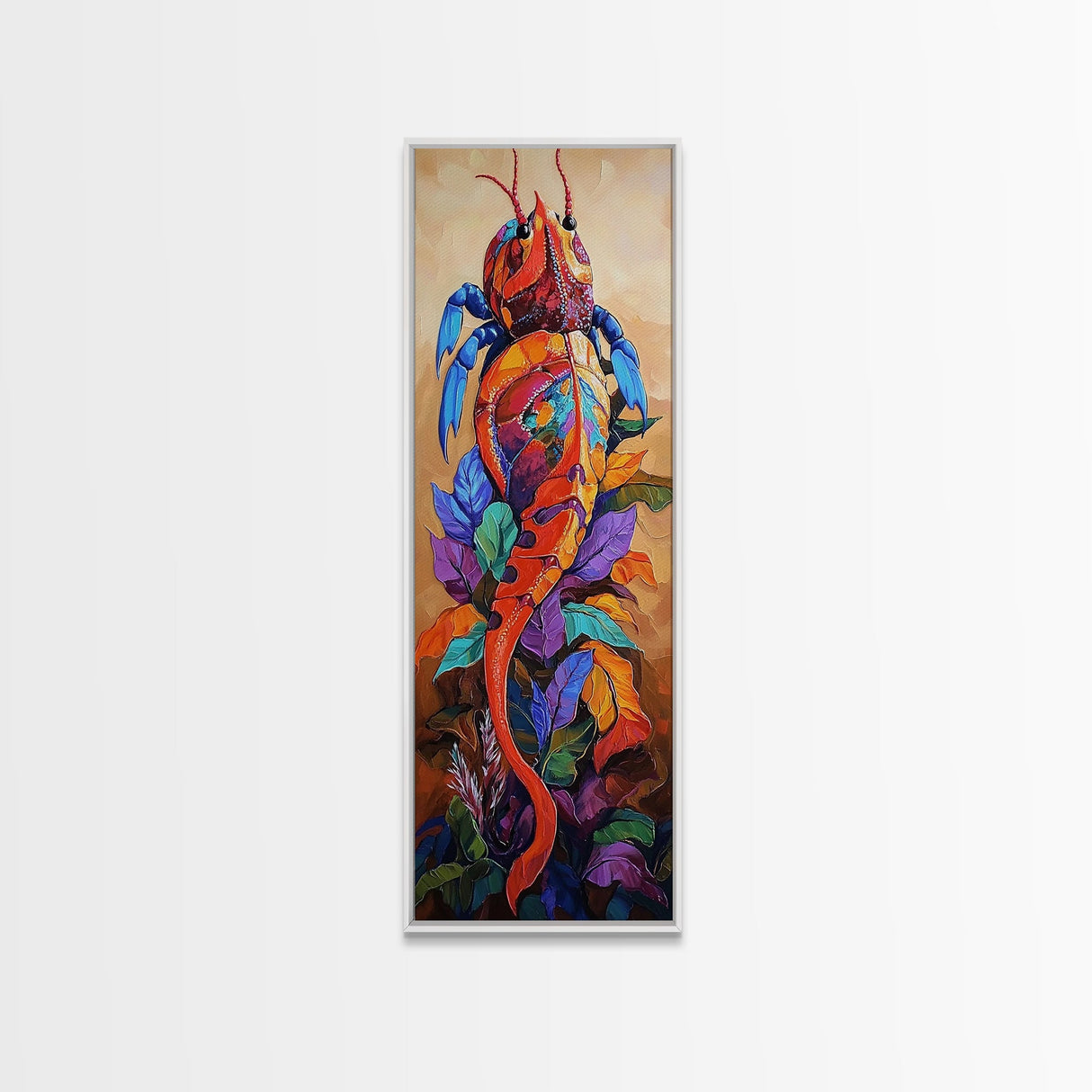 Crab Abstract, Bright Sea, Canvas Print, Nautical wall art, whimsical seafood decor, coastal beach house accent, bold boho lobster painting