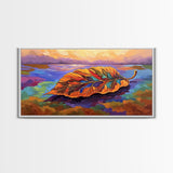 Leaf Autumn, Abstract, Abstract multicolor leaf on vibrant landscape background, Framed Canvas Print, Fall seasonal art, leaf print