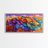 Blanket Desert, Colorful, Framed Canvas Print, Vibrant Serape Blanket Art, Southwestern Boho Wall Decor, Fall Entryway Art