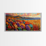 Beach Shells, Coastal, Colorful, Framed Canvas Print, tropical seashell wall art, beach boho decor, vibrant summer bathroom art