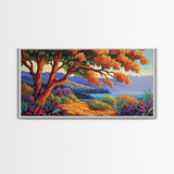 Tree Ocean, Autumn, Path, Coastal autumn treescape, Canvas Print, Warm Fall Tones, Nature Lover Gift, Living Room or Study Art