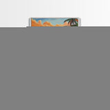 Beach Cliff, Waterfall, Sunset, Canvas Print bold beachside cliff art, ocean waterfall wall decor, coastal boho painting, living room print