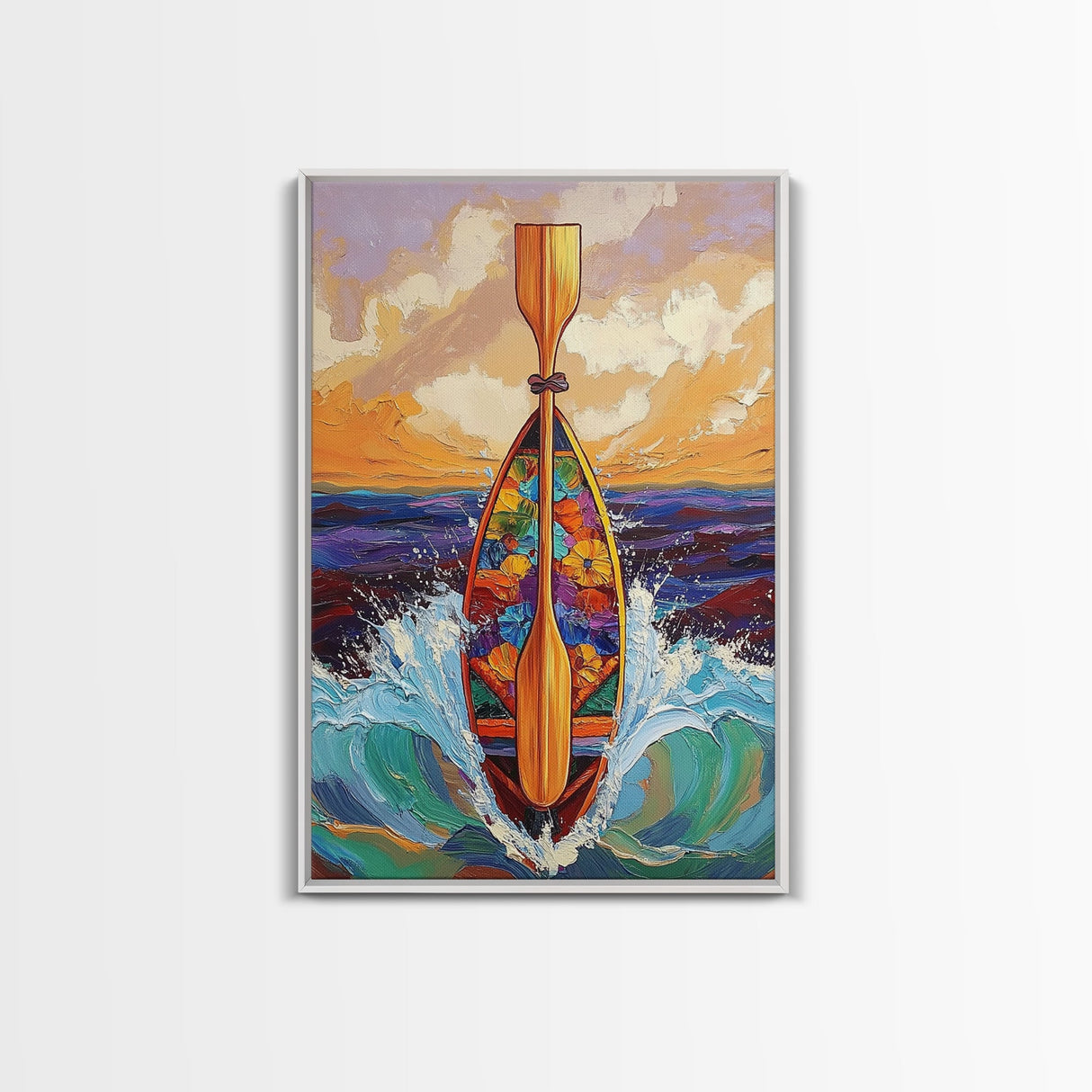 Paddle and Waves Art, Surfboard Ocean Print, Tropical Sea Decor, Nautical Wall Vibes, Framed Canvas Print, Beach House Wall Art, surfer style