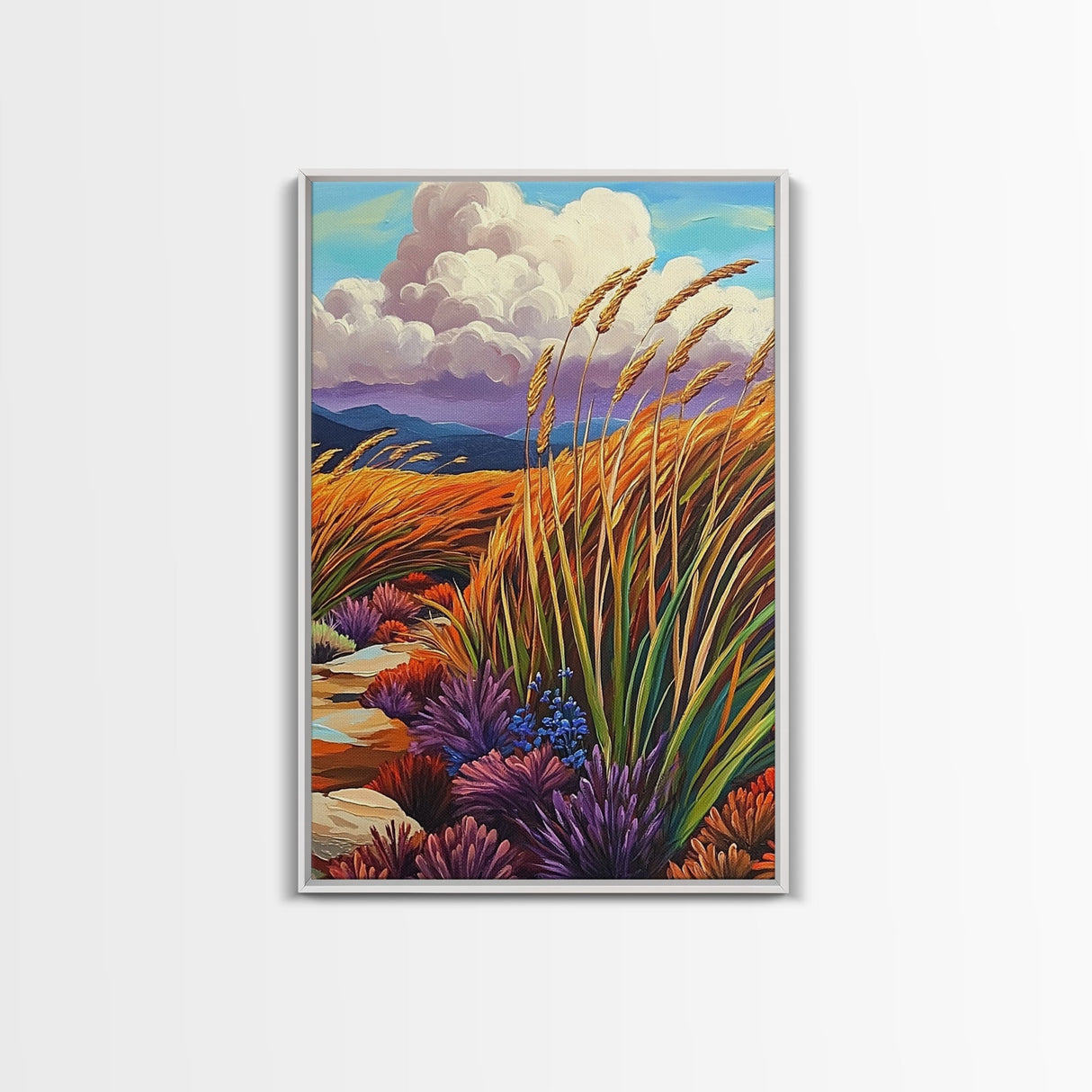 Autumn Prairie, Golden Fields, Windy Wheat, Nature Trail, Framed Canvas Print, Fall Wall Art, rustic farmhouse decor, cozy style