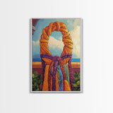 Woven Wreath, Rainbow Wall Decor, Bold Colorful Texture, Rustic Charm, Fall Entryway Art, Canvas Print, Handmade Style Vibe