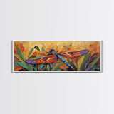 Vibrant Dragonfly, Nature Wall Art, Autumn Decor, Boho Art, Framed Canvas Print, Colorful Insect Painting, Kitchen Wall Art