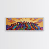 Running Wild Horses, Abstract Herd Scene, Sunset Equine Painting, Framed Canvas Print, Western Bedroom Wall Art, Living Room Decor
