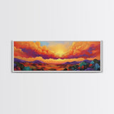 Sunset Horizon, Autumn Clouds, Landscape Wall Decor, Fall Tones, Framed Canvas Print, Rustic Art, Living Room Wall Art, Boho Style