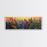 Tropical Leaves, Jungle Garden, Sunset Foliage, Kitchen Decor, Canvas Print, Bright Botanical Art, Vibrant Plant Wall Art