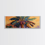 Tropical Palm Tree, Sunset Silhouette, Paradise Vibe, Framed Canvas Print, Beachy Living Room Wall Art, Island Boho Decor, Summer Style