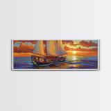 Sunset Sailboat Dream, Vibrant Ocean Painting, Nautical Coastal Wall Art, Canvas Print, Beach House Decor, Living Room Statement Piece