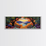 Autumn Lake View, Forest Path, Mountain Vibe, Framed Canvas Print, Fall Wall Art, Boho Landscape, Cozy Living Room Decor