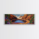 Tidal Pool Escape, Coastal Flowers, Ocean Breeze, Framed Canvas Print, Spa Wall Art, Nature Inspired Decor, Beach Vibe Artwork