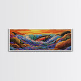 Leaping Salmon, River Fishing Scene, Wildlife Painting, Framed Canvas Print, Cabin Wall Art, Bold Nature Decor, Rustic Style