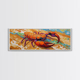 Lobster Beach Art, Ocean Colors, Bold Seafood, Seaside Fun Framed Canvas Print, Kitchen Wall Art, Nautical Beach House Decor