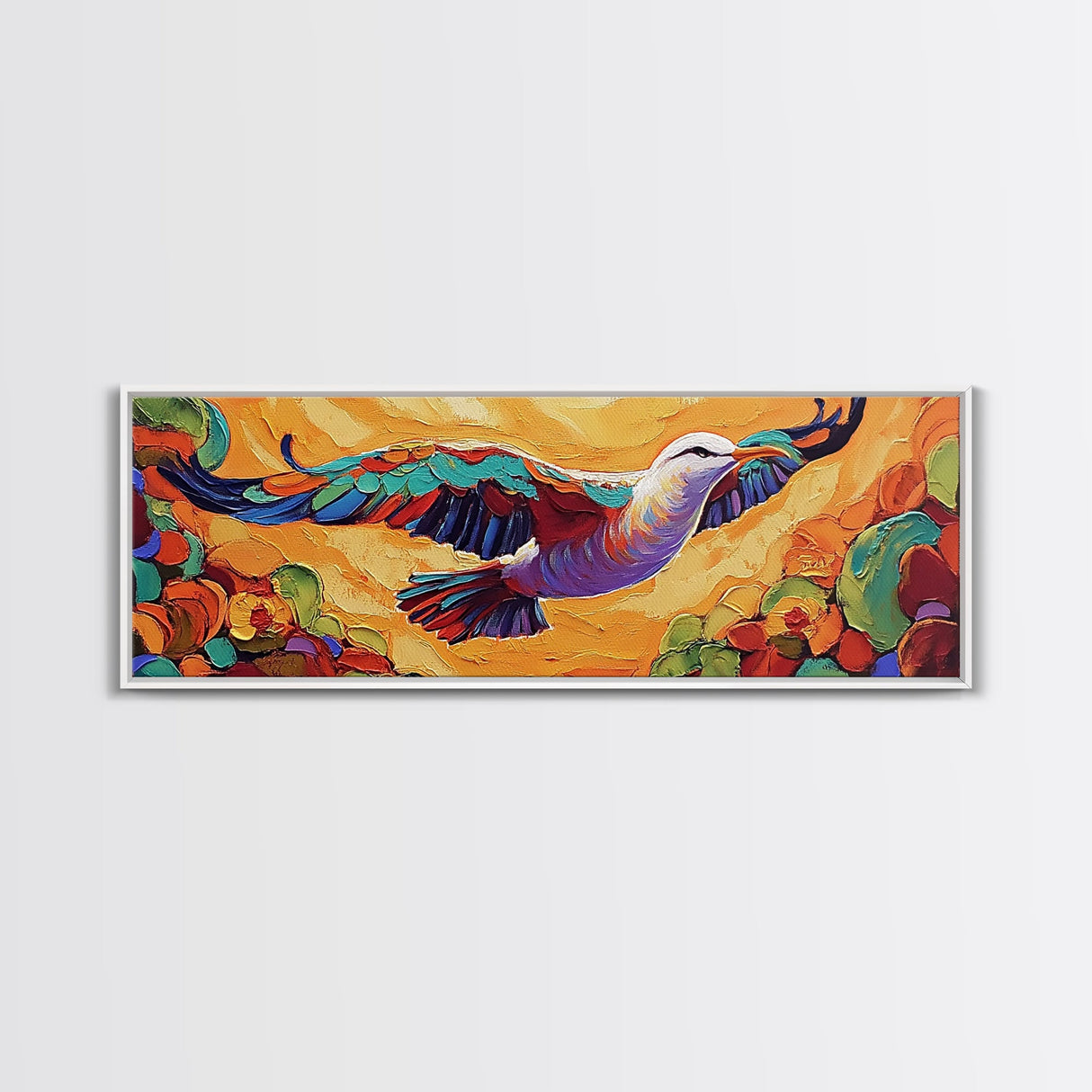 Soaring Bird, Colorful Flight, Nature Bird Art, Desert Skies, Framed Canvas Print hallway wall decor, boho art, inspirational wall piece