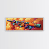 Painted Flute Art, Musical Decor Accent, Southwest Folk Music, Warm Boho Wall Vibe, Framed Canvas Print, Eclectic Music Room Art