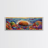 Ocean Splash, Bold Rocks, Sunset Colors, Canvas Print, Vibrant Coastal Art, Abstract Seaside Decor, Living Room Wall Art, Boho Vibes