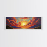 Sunset Serenity Sky, Mountain Glow Art, Dreamy Landscape Painting, Canvas Print, Peaceful Wall Decor, Living Room or Meditation Space