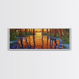 Sunset Reflection, Tranquil Forest, Swamp Scene, Cypress Trees, Framed Canvas Print, Autumn Wall Art, Rustic Decor, Nature Art