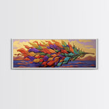 Rainbow Leaf, Nature Abstract, Coastal Breeze, Vibrant Palette, Framed Canvas Print, boho beach decor, colorful fall wall art, living room accent