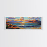Tranquil Sunset Waves, Ocean Horizon Scene, Coastal Landscape Wall Art, Canvas Print, Relaxing Living Room Decor, Beach House Artwork