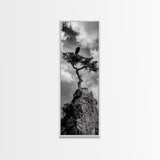 Eagle Tree, Cliff Perch, Bold Wildlife, Adventure Decor, Framed Canvas Print, Rustic Cabin Wall Art, American Symbolic Art