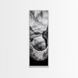 Black and White River, Forest Nature Scene, Reflection Wall Art, Framed Canvas Print, Neutral Landscape, Minimalist Bedroom Decor