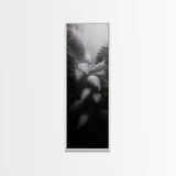 Fern Jungle Leaves, Tropical Botanical Print, Misty Rainforest Wall Art, Framed Canvas Print, Bathroom Decor, Moody Plant Art