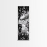 River Through Trees, Tranquil Forest Stream, Reflective Nature Art, Framed Canvas Print, Zen Living Room Wall Decor, Calm Scene