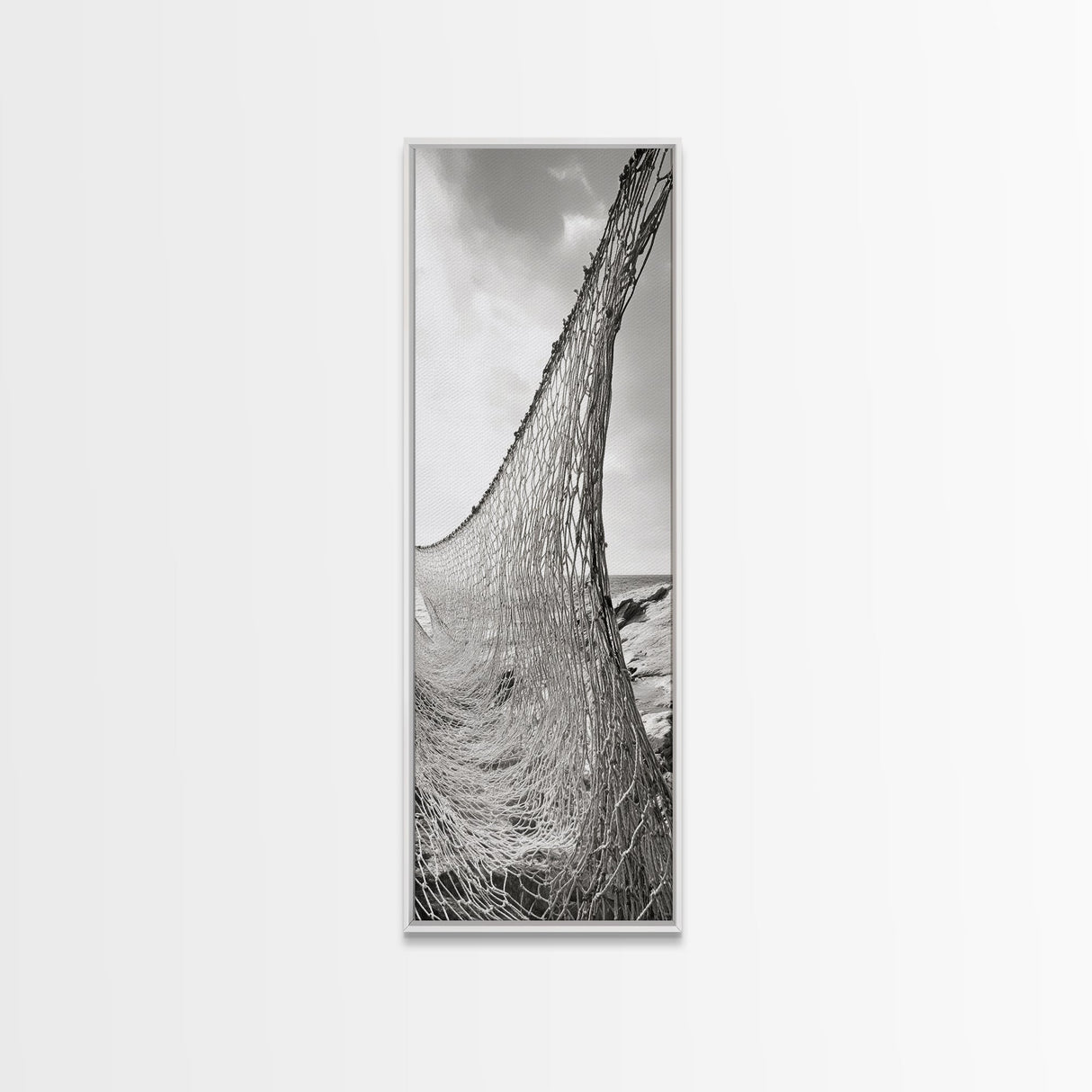 Fishing Net, Coastal Weave, Nautical Wall, Canvas Print, Seaside wall decor, Rustic marine art, Neutral tones, Beach house living room piece