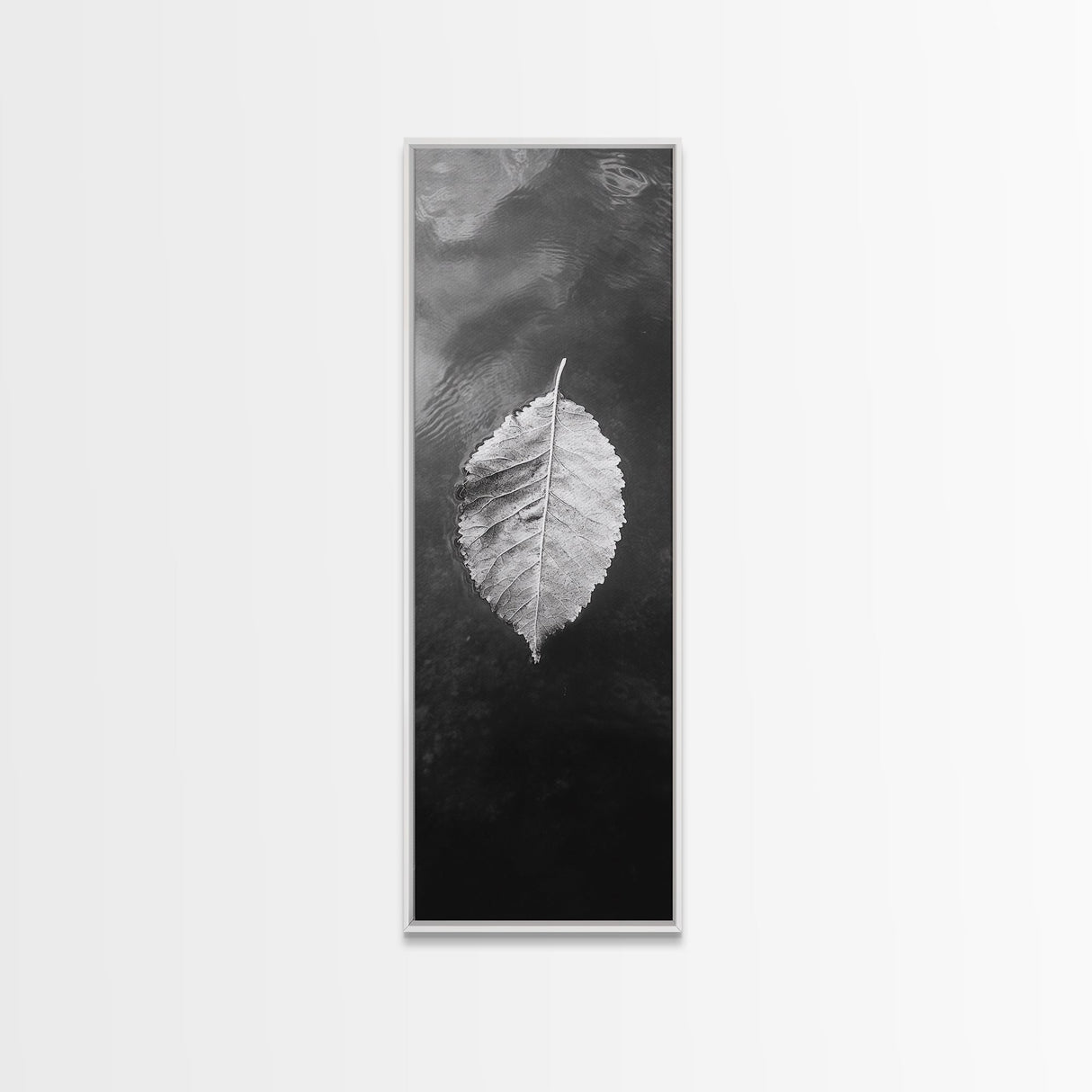 Floating Leaf, Autumn Stillness, Water Reflection, Framed Canvas Print, Fall inspired decor, Bathroom minimalist art, Botanical nature gift